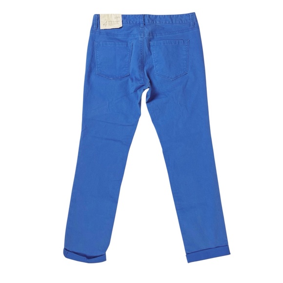 LOFT Modern Straight Crop Cuffed Chino Pants Periwinkle Blue Mid Rise Size 4 - Picture 2 of 8